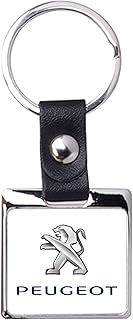Portachiavi in acciaio/similpelle So Chic – Peugeot (bianco)