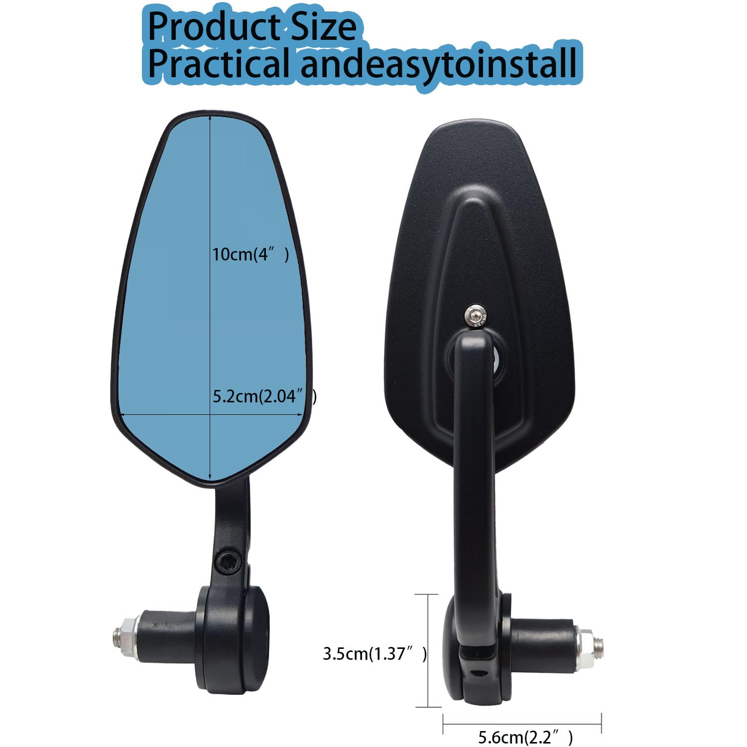 Specchietti Retrovisori per Manubrio Moto Universali 7/8" 22mm, Specchietti Laterali per Moped, Street Bike, Cruiser, Scooter, Bobber, Cafe Racer, Roller, Quad, ATV