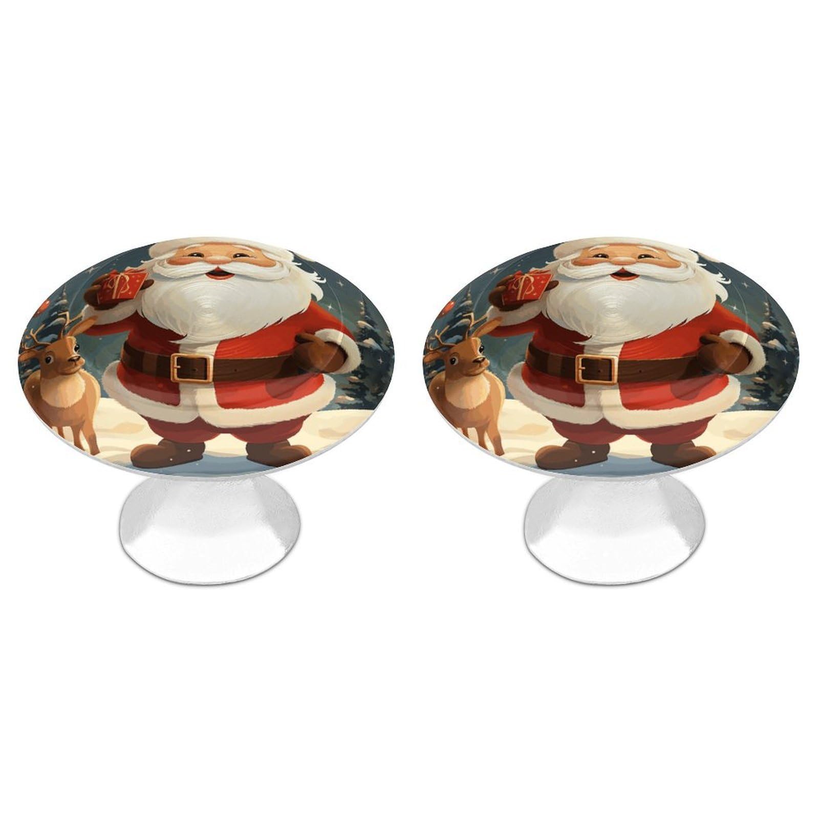 Vstadank Style Christmas Santa Claus Cabinet Knobs Round Wardrobe Pulls Simple Drawer Handles With Screw Aluminum Alloy Closet Door Pull Modern Cabinet Hardware For Dresser Drawers 2 Pack
