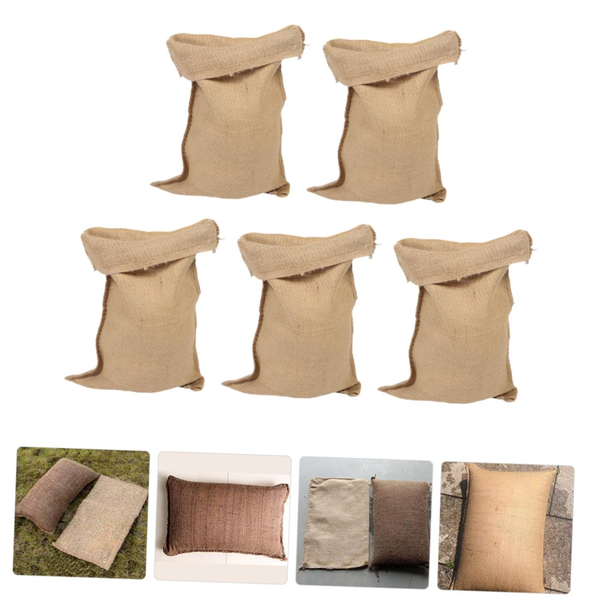 INOOMP 5 Stück Jutesäcke Sandsäcke 50x75cm Reißfest für Hochwasserschutz Gartenlagerung Gemüse Getreide