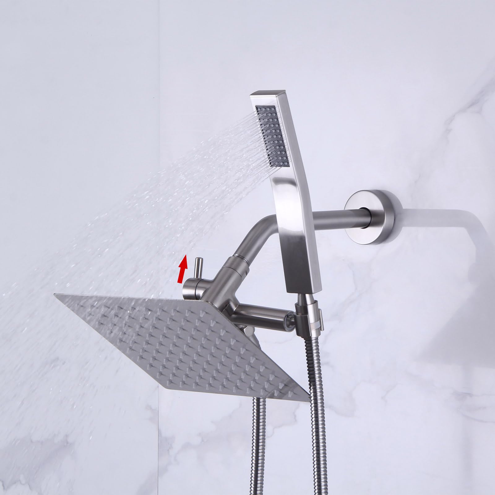Massiver Metall Duscharm Umsteller Mit Handbrause-Halterung – 3-Wege Duschsystem, Chrom