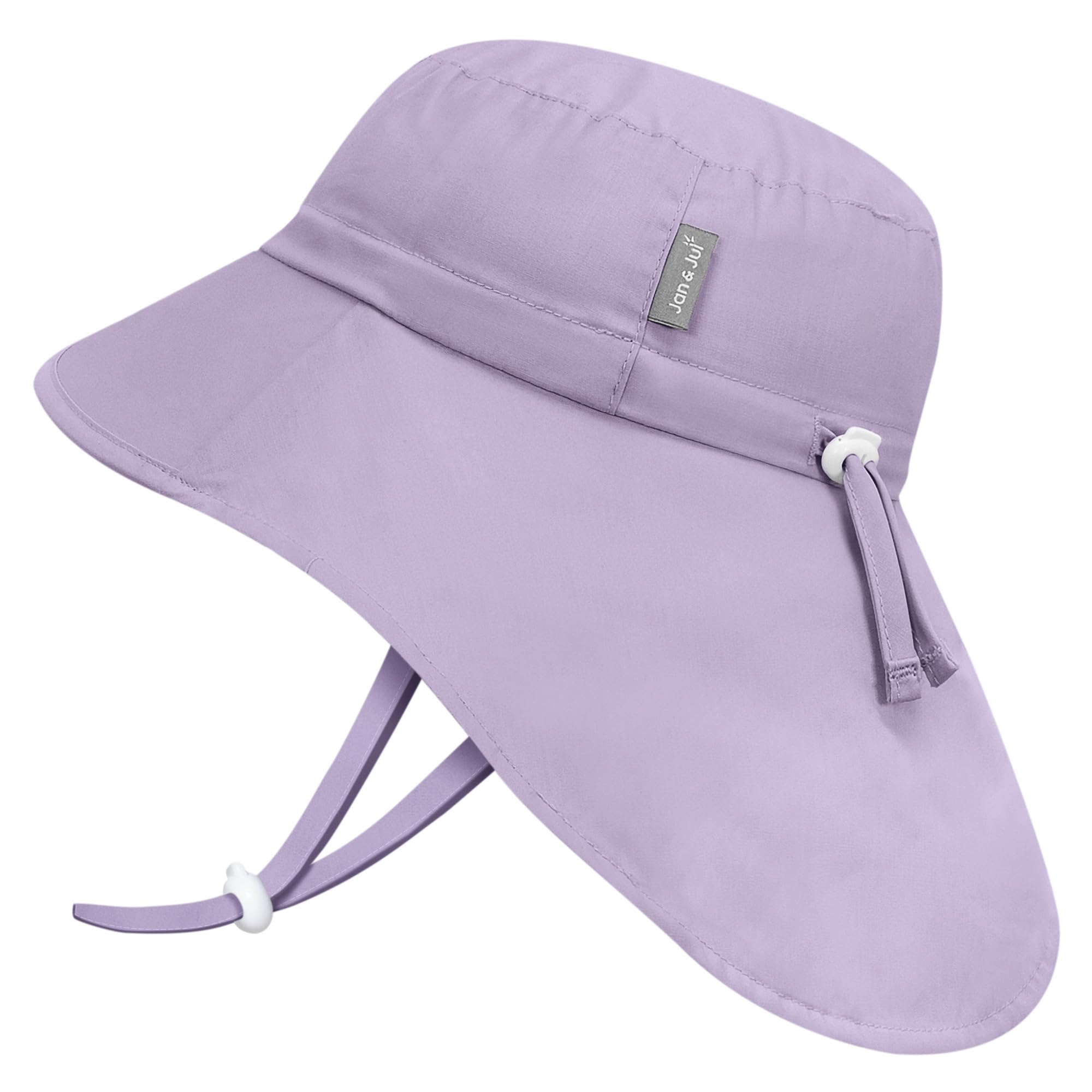 Jan & Jul Girls Dusty Purple ' Cotton Sun-Hat With Neck Flap, Adjustable Beach Hat For Toddlers (L: 2-5 Years, )