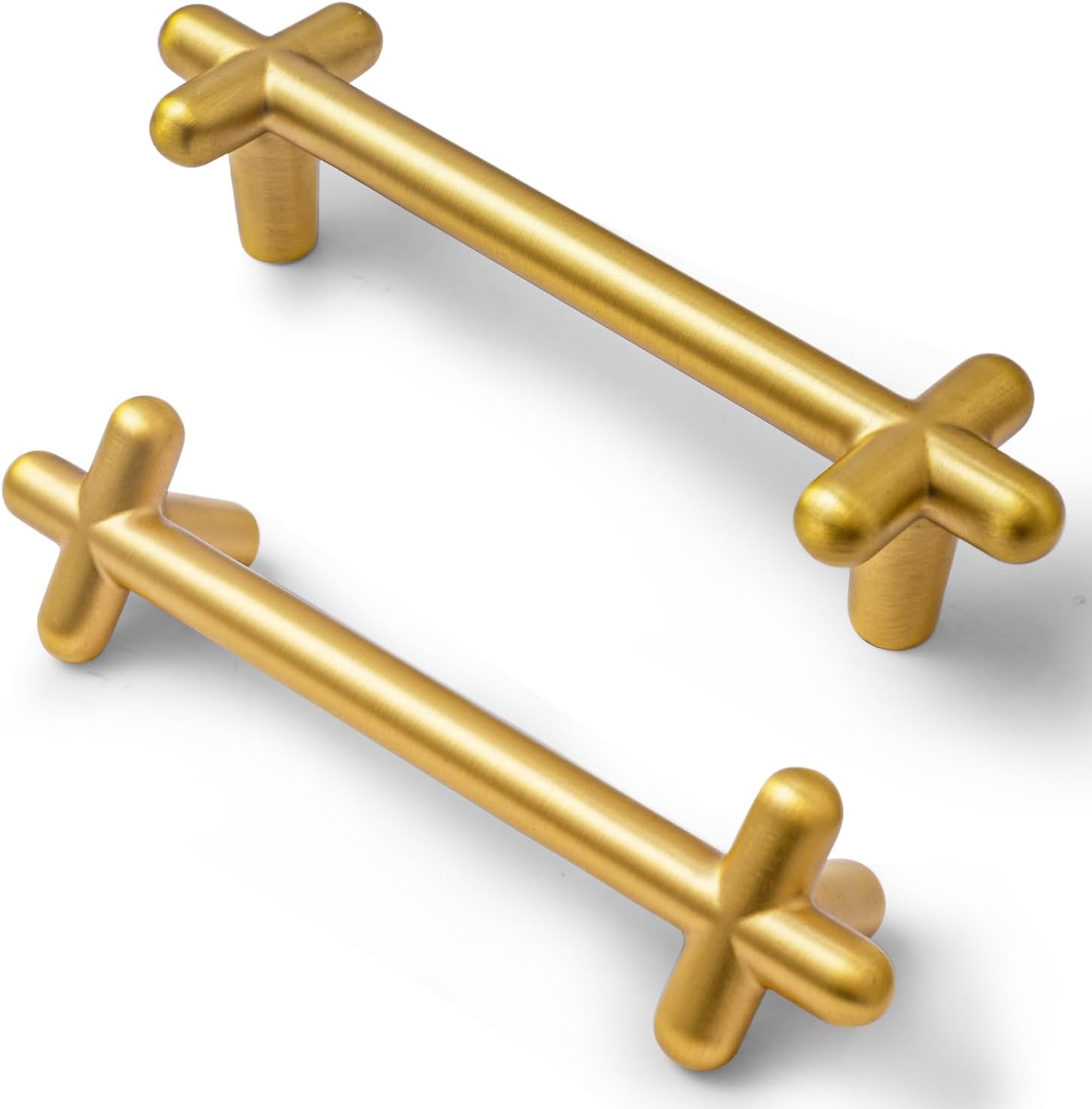 ユニークなX字型ソリッド真鍮キャビネットノブ6個パック モダンな引き手 ネジ付き 家具 ホーム 引き出し キッチン ドレッサー 食器