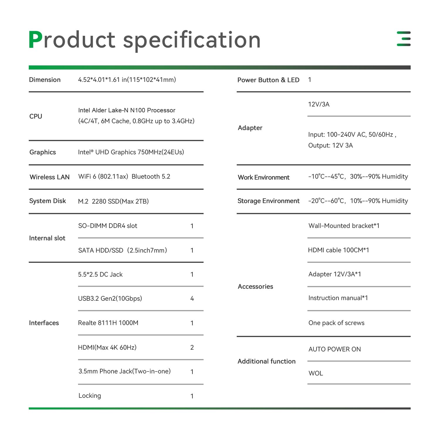TRIGKEY G4 Mini PC, 12th Intel Alder Lake-N100(4C/4T, fino a 3,4GHz), 16G DDR4 RAM 500GB M.2 SSD, Mini Desktop Computer, Supporta 4K@60Hz Dual HDMI/WiFi 6/BT5.2/USB3.2(10 Gbps) *4, Ufficio/Istruzione