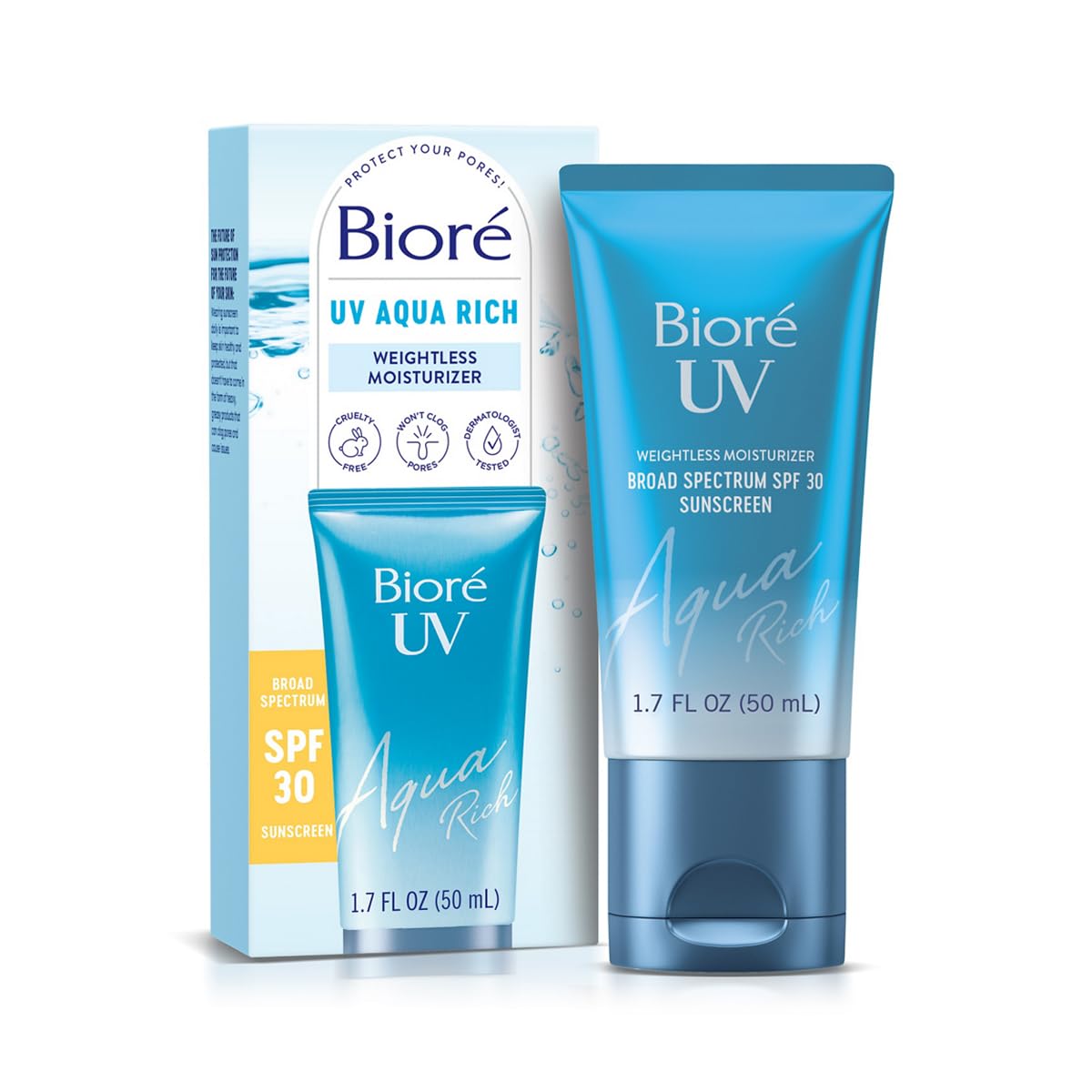 Biore Aqua Rich UV Weightless Moisturiser SPF 30, 50ml