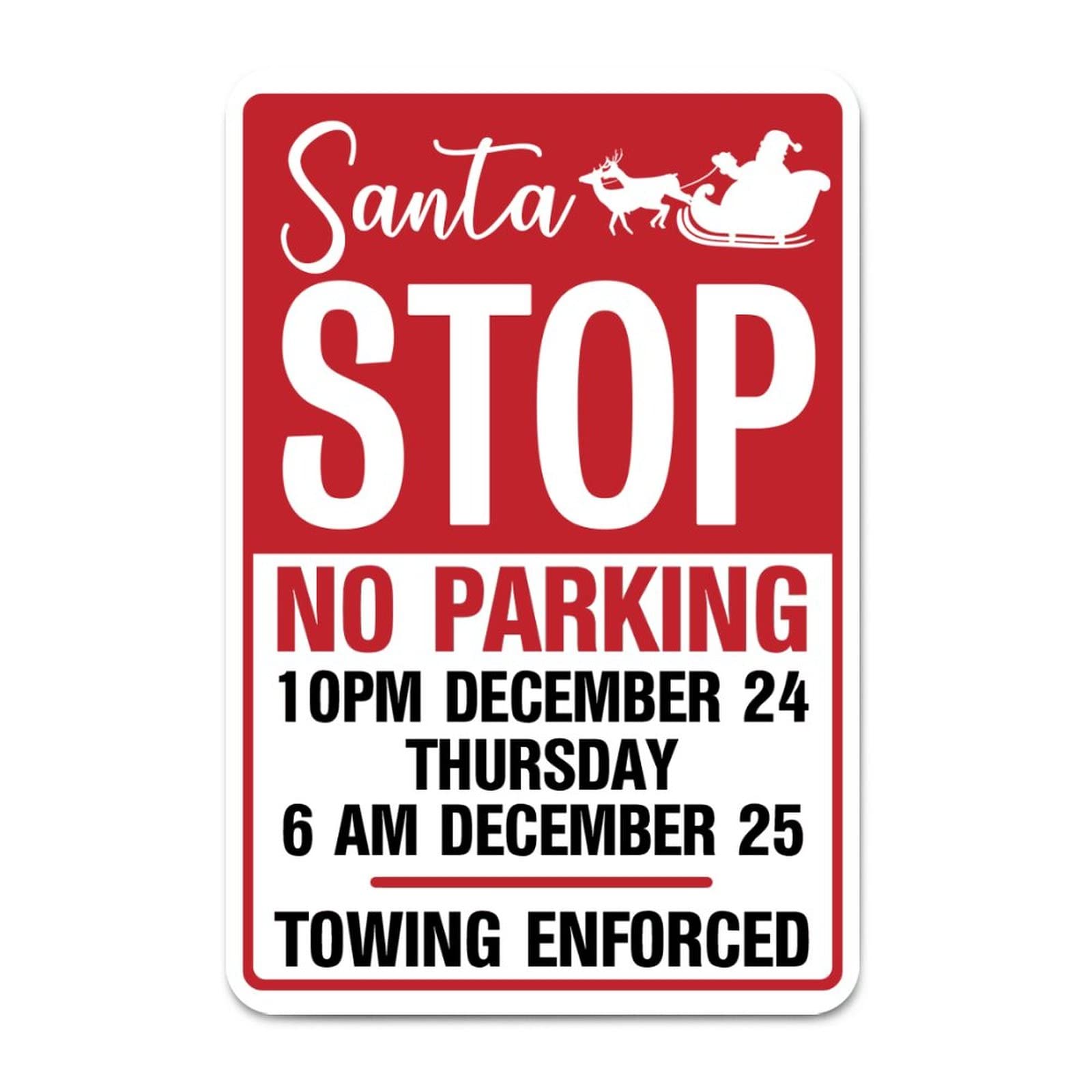 ENEDNATE Farmhouse Man Cave Warning Metal Sign Santa Stop No Parking Retro Notice Street Aluminum Tin Metal Signs for Indoor & Outdoor Yard Garden Fence Garage Home Décor 8x12 Inch