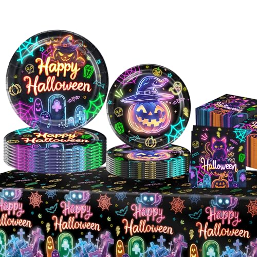 Glow Neon Partygeschirr Set, Glow Neon Geburtstag Party Geschirr, Neon...