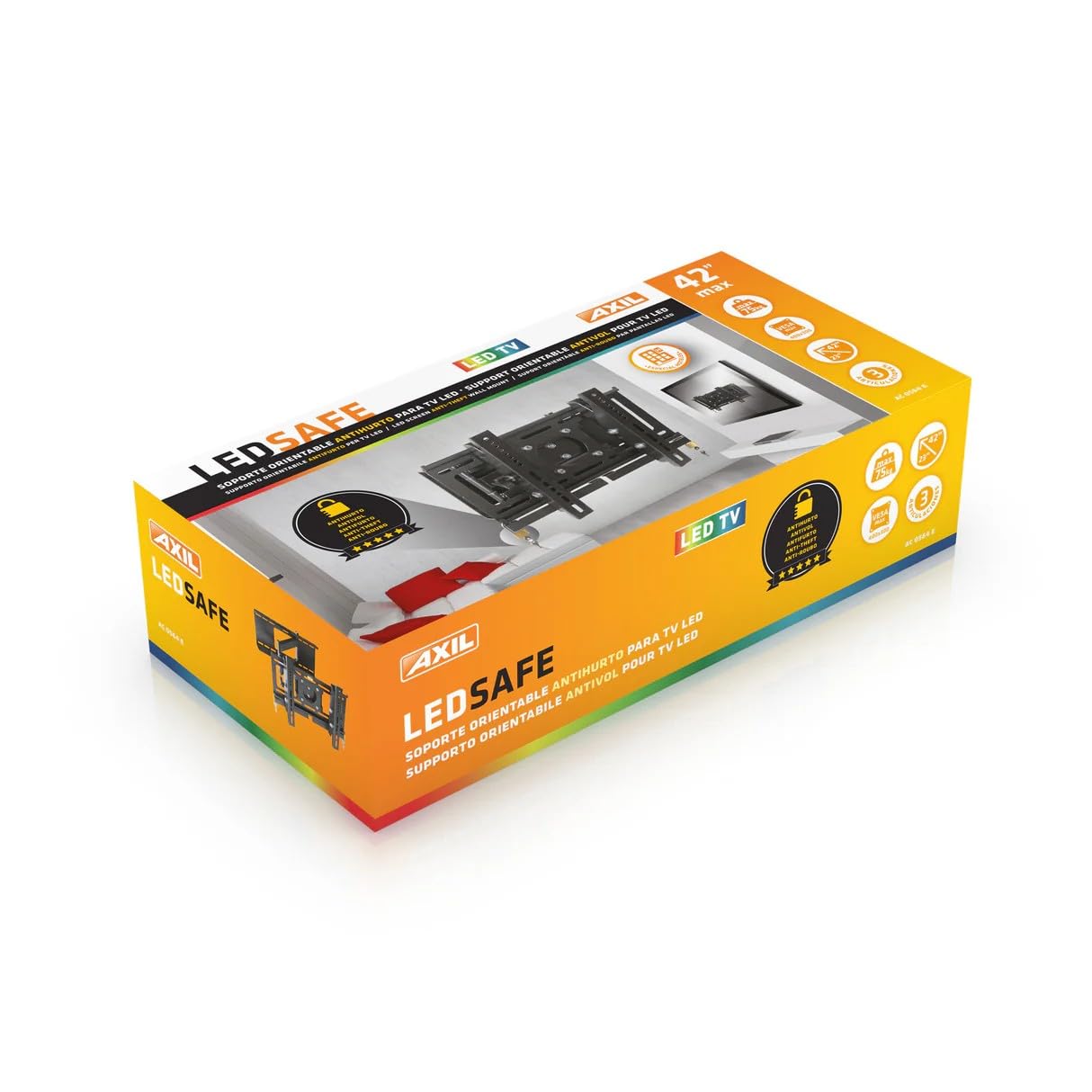 AXIL AC0564E Supporto da Parete TV Orientabile Antifurto per Schermi LED Fino a 42 Pollici VESA 400x300 Portata 75kg Kit Completo per Fissaggio Sicuro