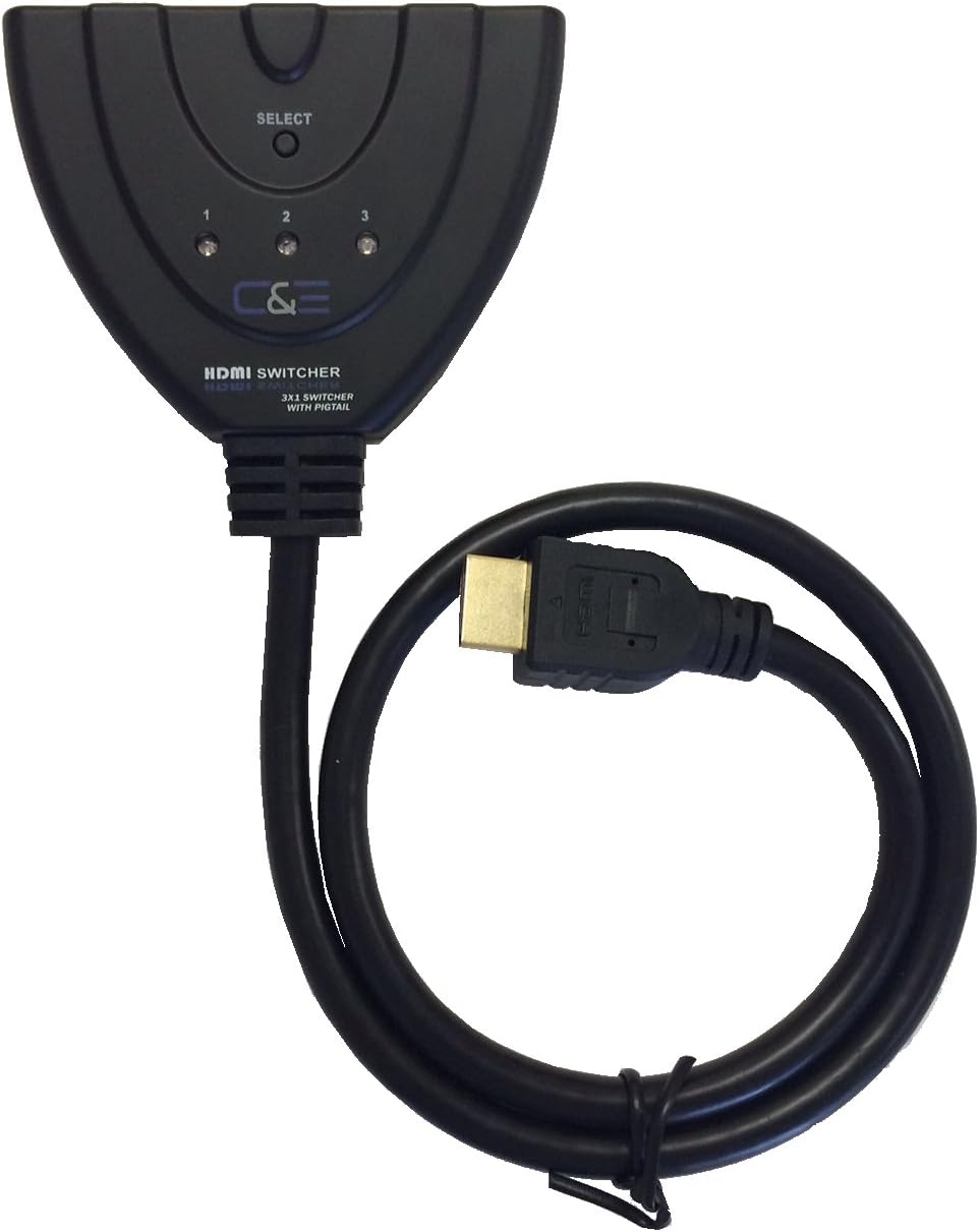 HDMI 3-In 1-Out HDMI Auto Switch with 1.5 feet Cable