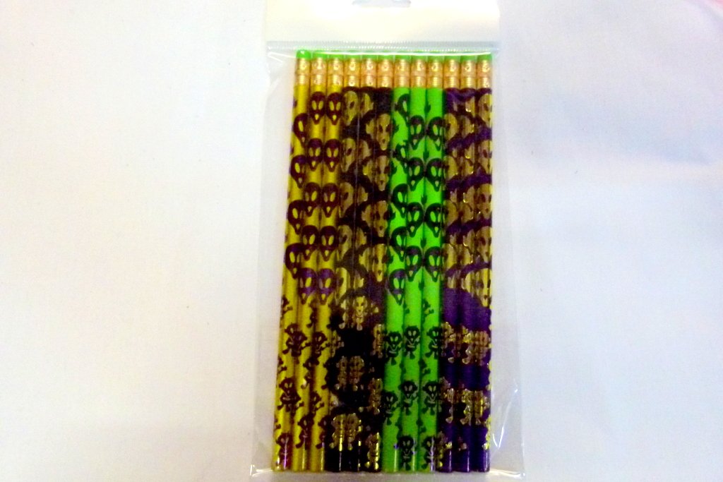 Pack of 12 pcs HB Pencils - 4 assorted Colourful Aliens Themed with Eraser on top from USA