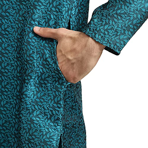 Image of SOJANYA (Since 1958, Men's Silk Blend Grey Kurta Pyjama & Silk Blend Jacket Combo
