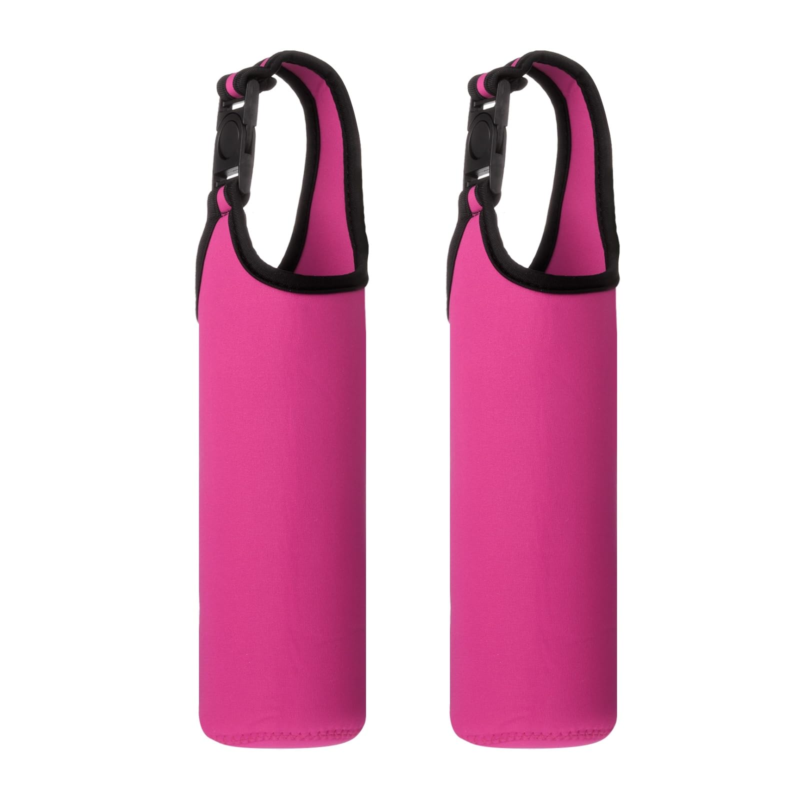 Neoprene Water Bottle Sleeves, Water Bottle Carrier Insulators Beverage Bottle Can Sleeves with Carrying Handle, 3 in Fit for Hiking Cycling Camping Travel (2 Pack, Rose Red)