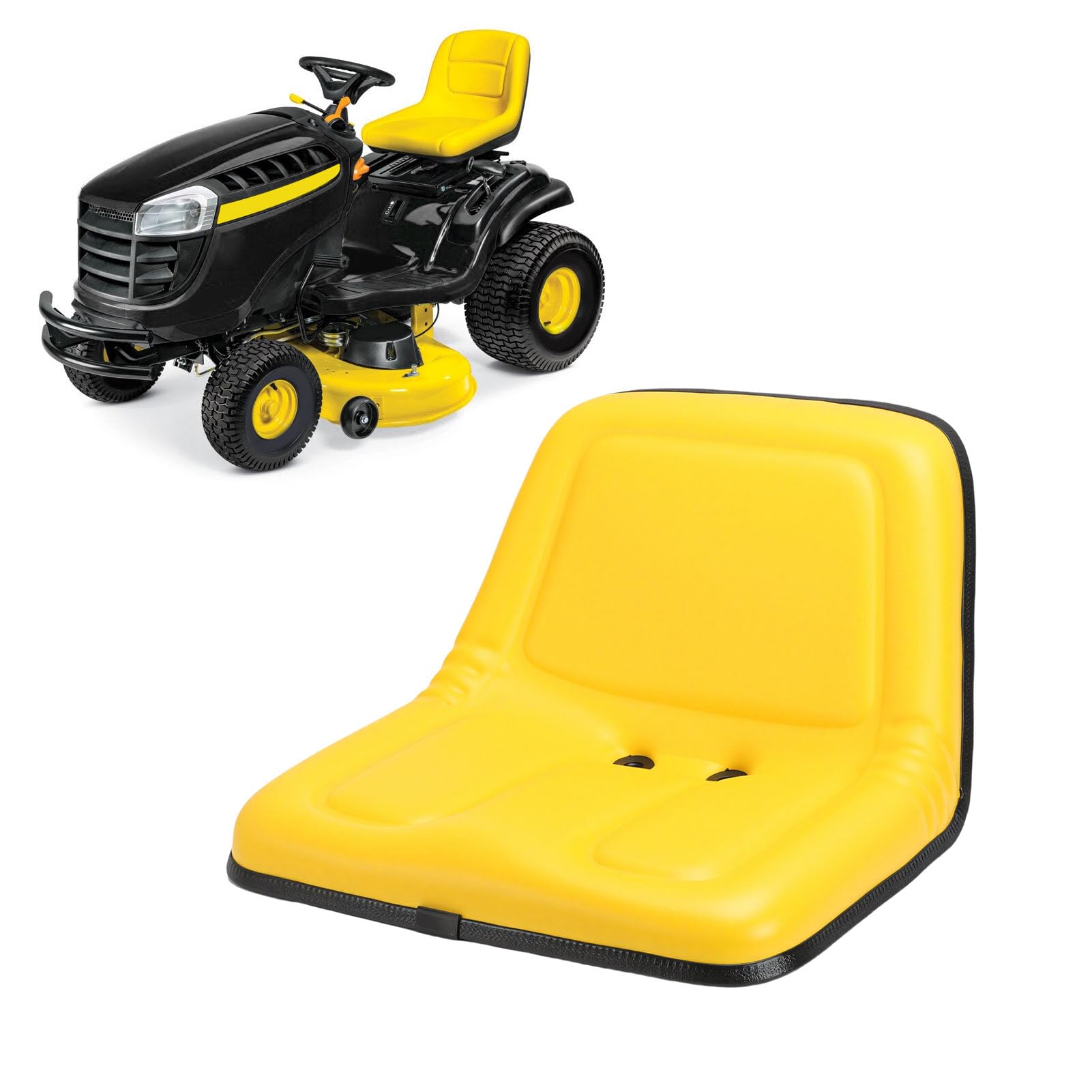 aqxreight Asiento de Tractor para Cortacésped, Repuesto Amarillo con Respaldo Alto, Asiento para Cortacésped Cómodo y Duradero para, Tractores de Jardín y Minicargadores