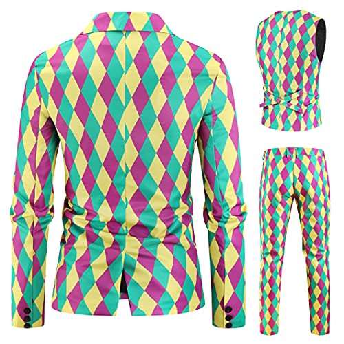 Men's Christmas Printing Wedding Party 3 Pieces Suit Set Pants Vest Trousers2