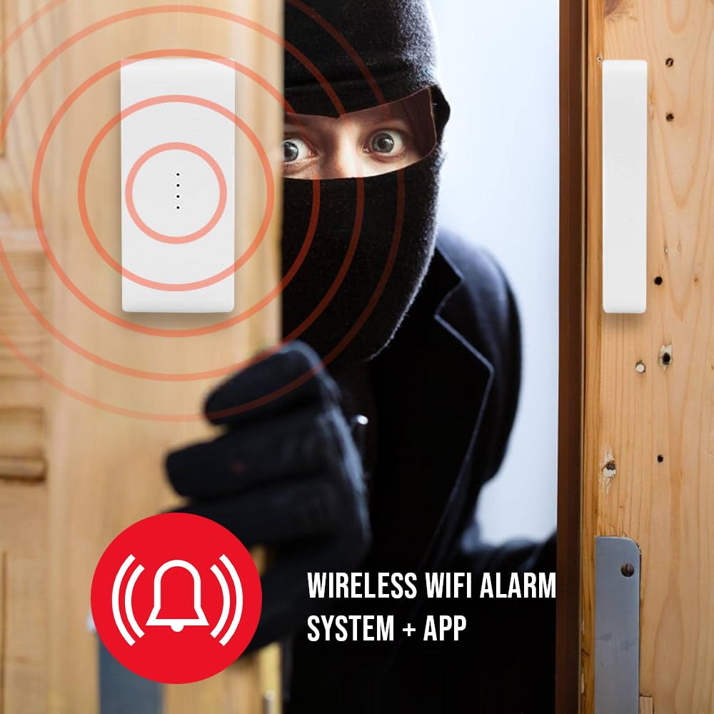 Sistema di allarme WiFi senza fili, rilevatori di movimento e di apertura, controllo app - sirena di allarme, telecomando - per casa, ufficio, negozio
