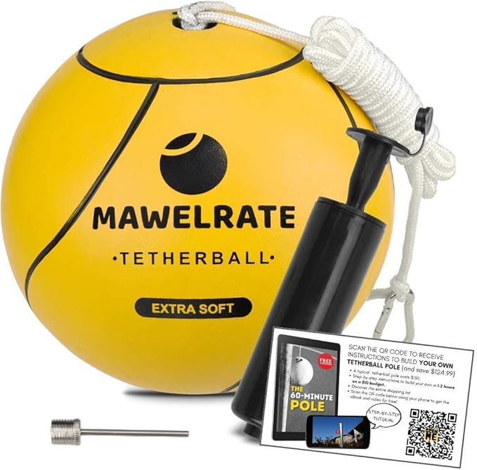 MAWELRATE Tetherball Ball and Rope Outdoor Game for Kids & Dogs Replaceable Rope Portable