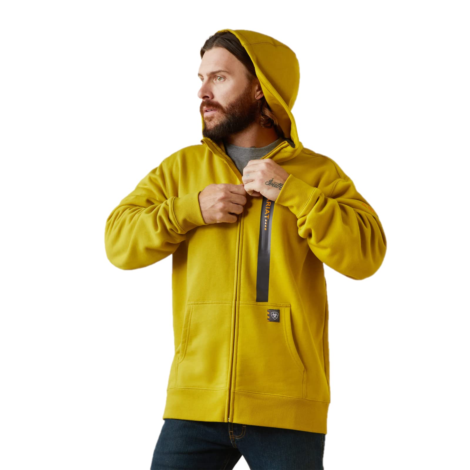 ARIAT Men's Rebar Workman Full Zip Hoodie, Antique Moss, XXL Big