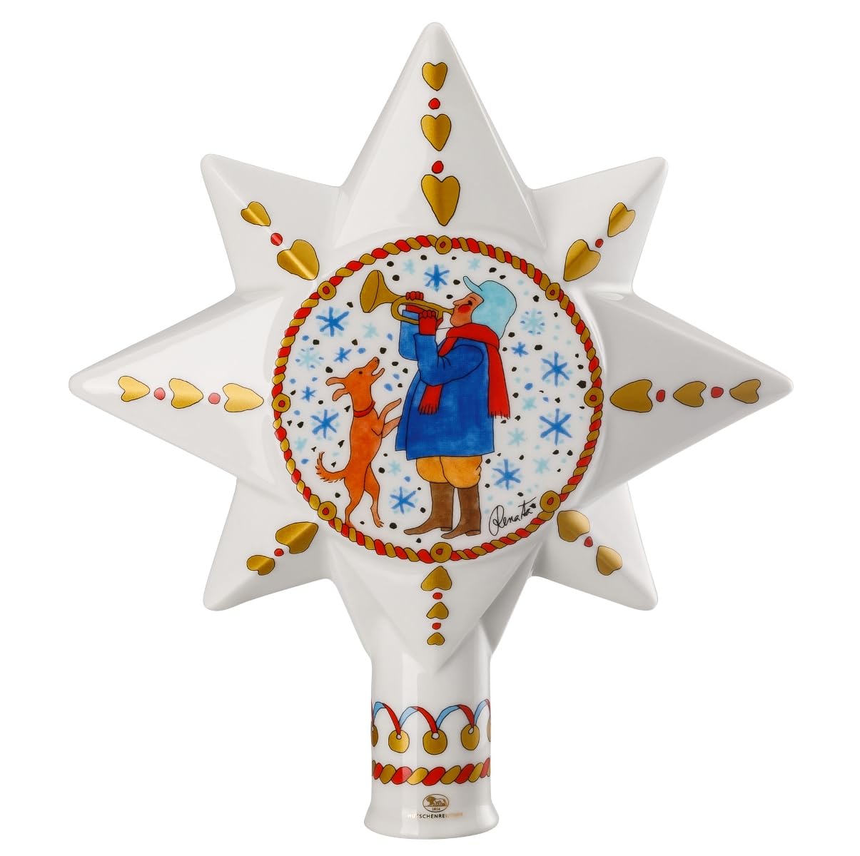Hutschenreuther groß Weihnachtsmarkt (15,5 x 4,5 x 17 cm) Christbaumspitze, Porzellan, Bunt