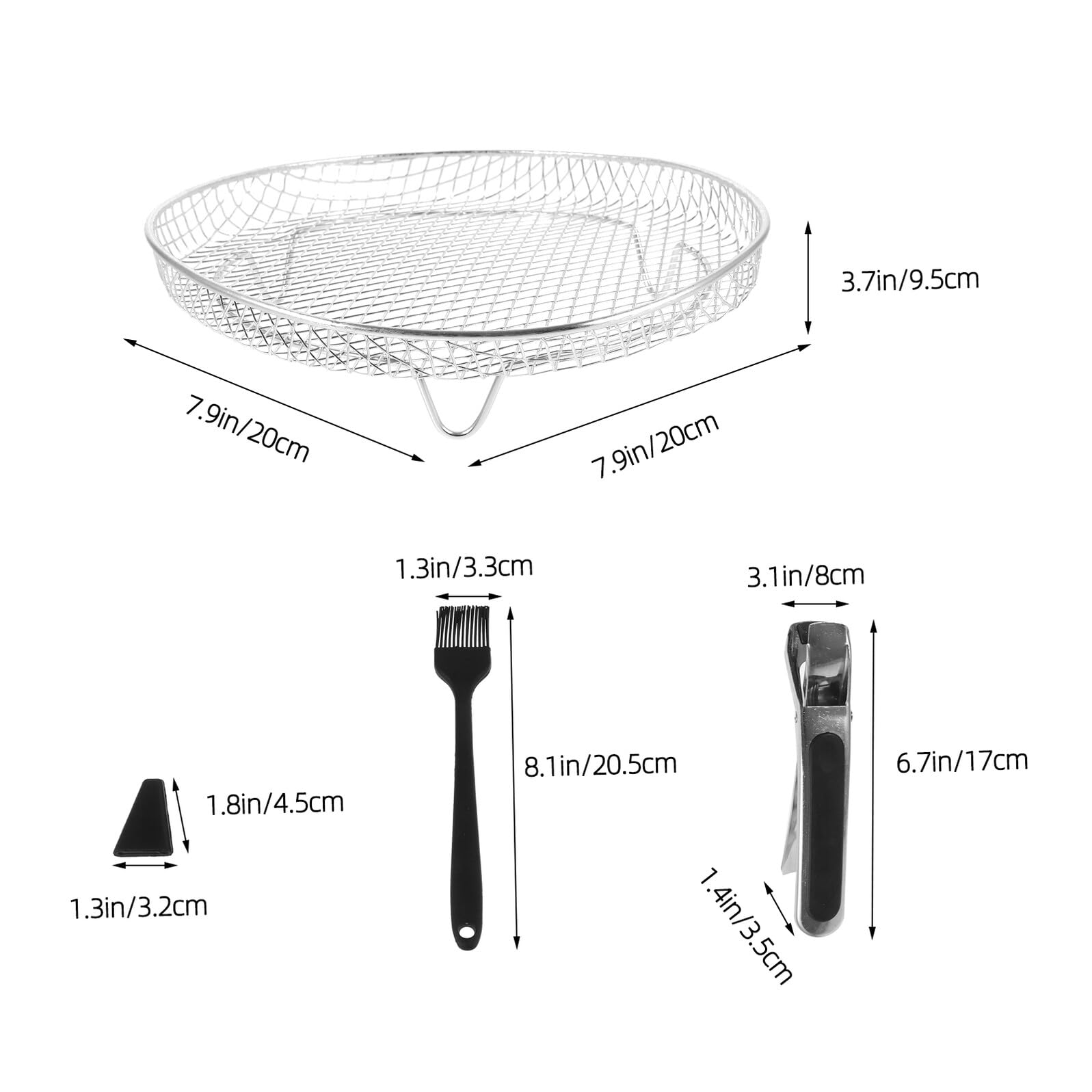 LIFKOME 13 piezas Rejillas Apilables para Freidora de Aire Bandejas Redondas de Acero Inoxidable con Patas y Cepillo Accesorios Duraderos para Hornear Asar y Deshidratar Cocina