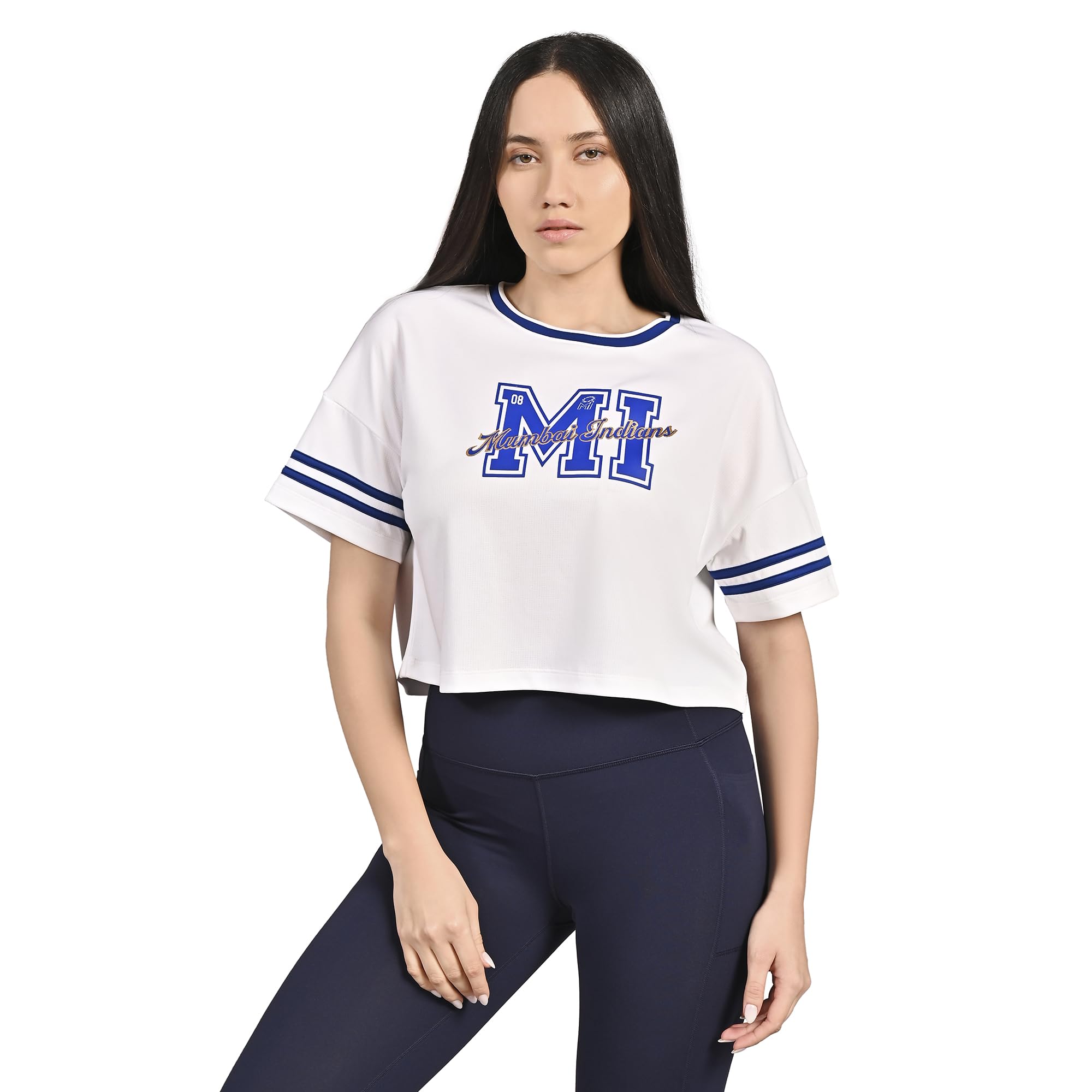 Skechers Women Mumbai Indians Mesh Crop White Top
