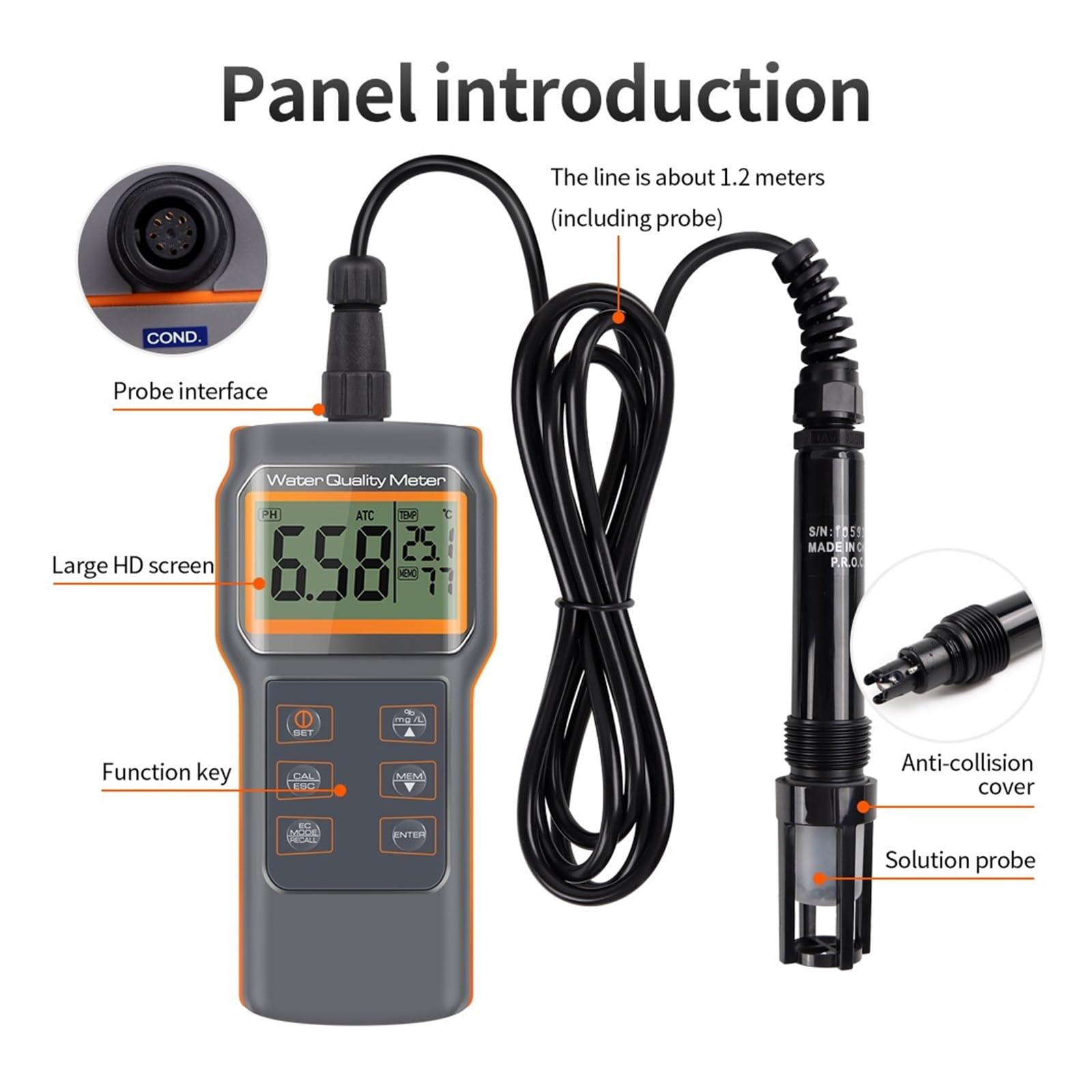 Rilevatore PH/SALE/TDS/DO/TEMP Acquacoltura Piscina Acquario Tester Dela Qualità Del'acqua Misuratore PH Multifunzionale Misurazione Accurata