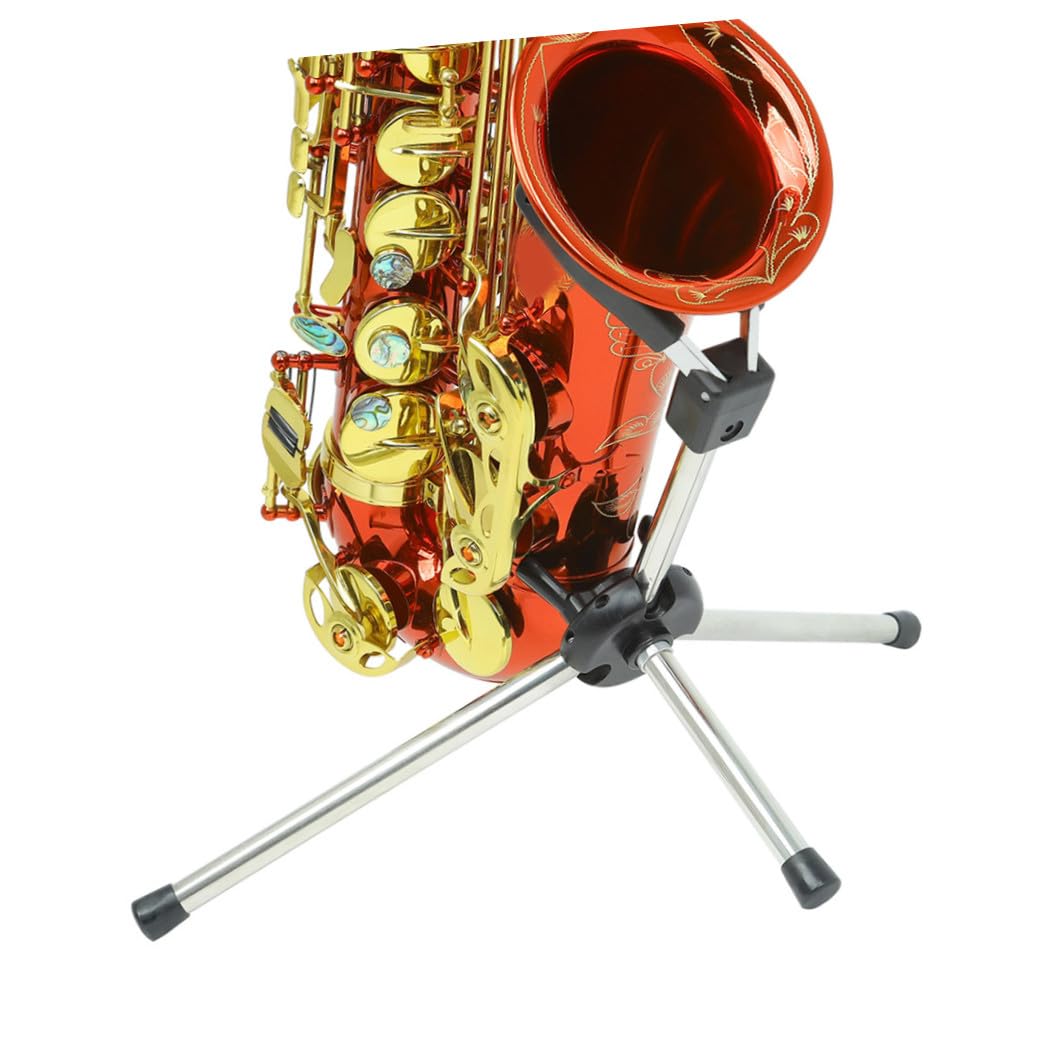 ibasenice Support pour Saxophone Alto Pliable Portable en Métal Caoutchouc Antidérapant, Trépied Stable et Compact, Adapté aux Instruments à Vent, pour Exposer et Style Aléatoire