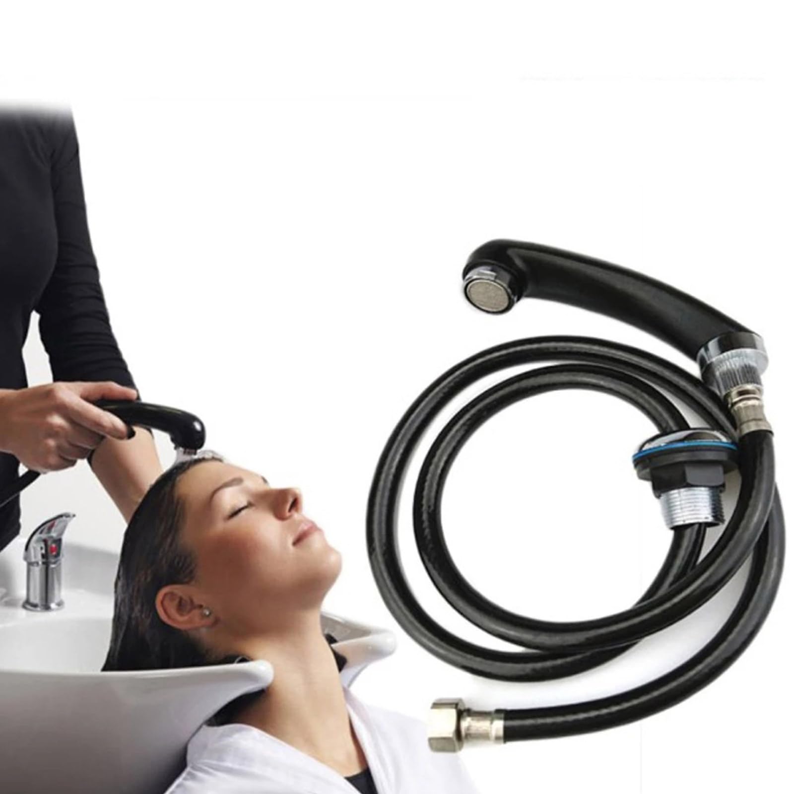 Cabezal de ducha con manguera para champú, cuenco de cama, conector de grifo de fregadero de fontanería profesional para lavar y ducharse sin esfuerzo en casa
