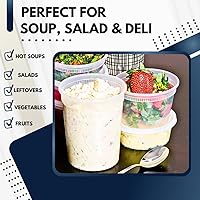 Vista 6 de Green Direct Contenedores de delicatessen con tapas, combo de almuerzo de plástico desechable 60 juegos, 20 8 onzas y 20 16 onzas y 20 32 oz.