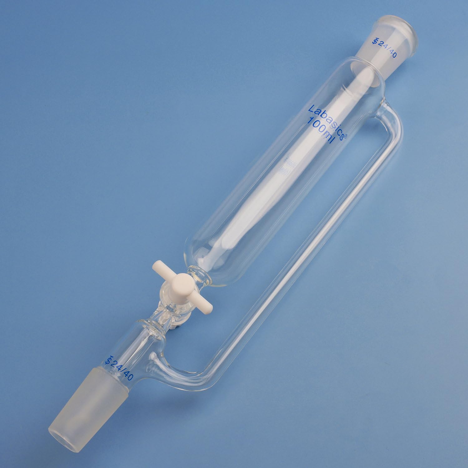 Labasics 100 ml Pressure Equalizing Addition Funnel, Borosilicate Glass Dropping Funnel 24/40 Joint with PTFE Stopcock for Laboratory