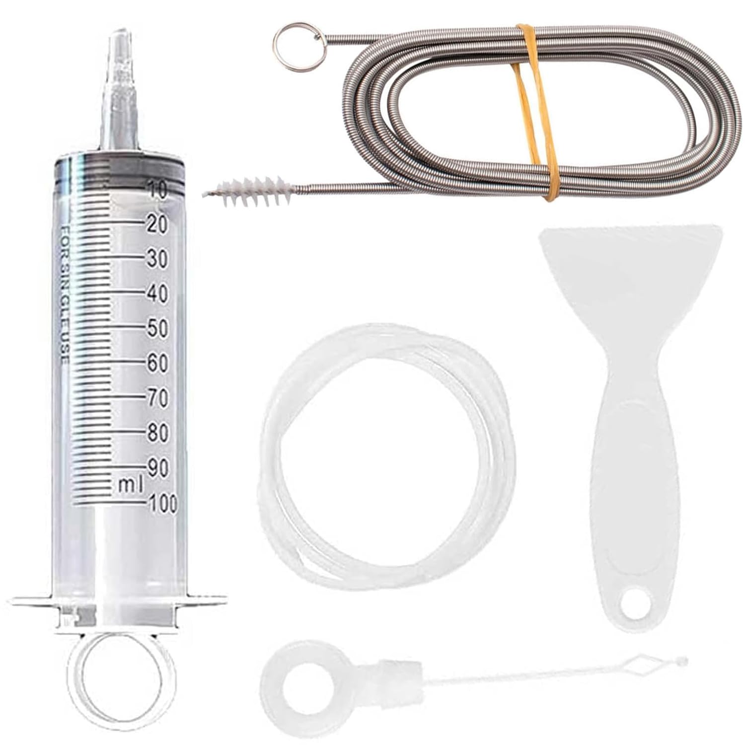 5-Piece Refrigerator Drain Hole Cleaning Kit with Flexible Brush - Prevents Clogging & Odor, Suitable for All Fridge Types - Essential Tool for Effective Fridge Maintenance