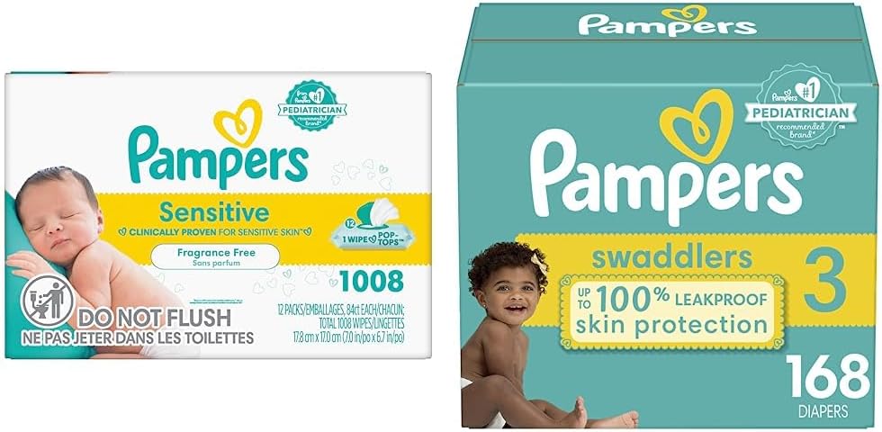 Pampers Baby Wipes Sensitive Perfume Free 12X Pop-Top Packs 1008 Count