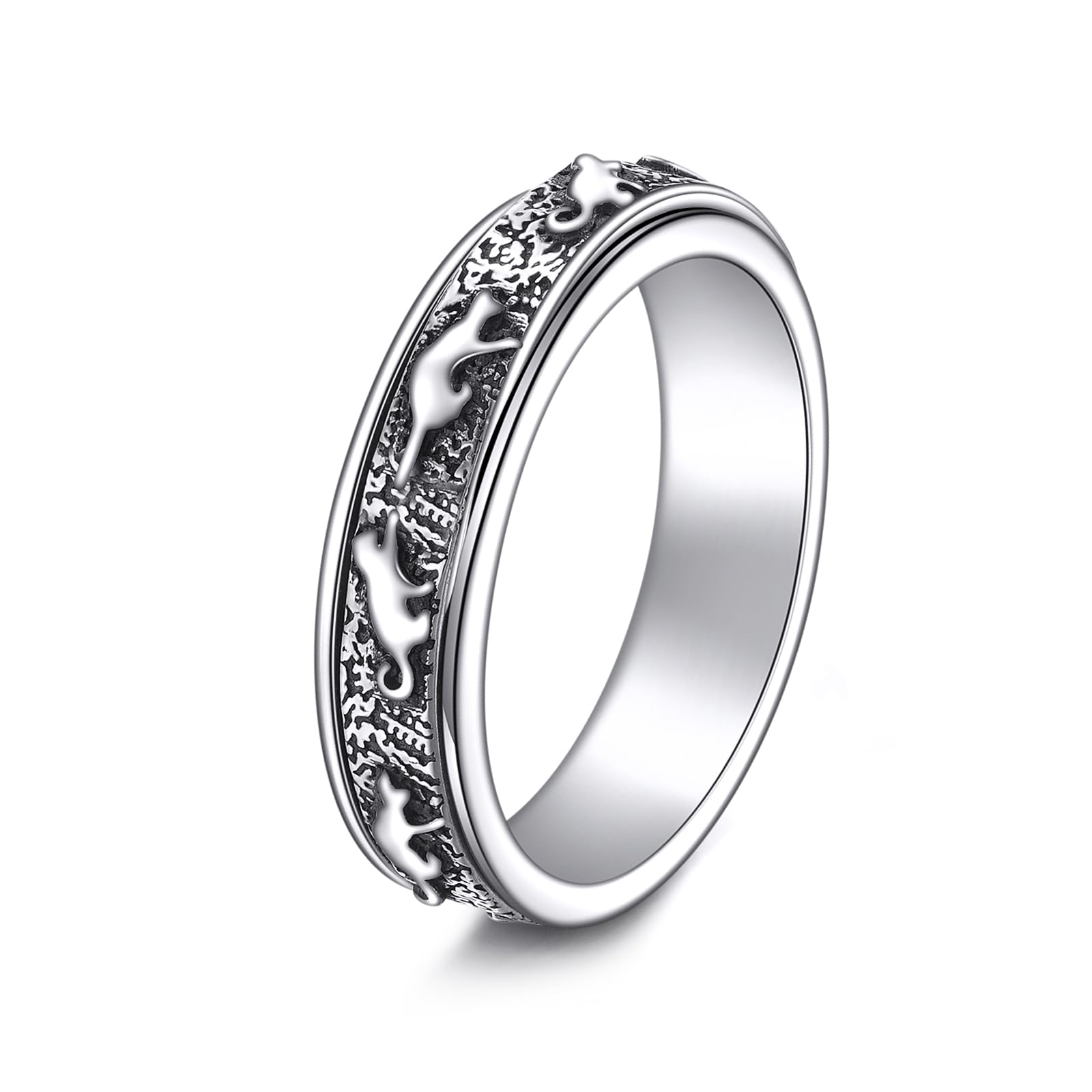 ONEFINITY Katze Fidget Ring 925 Sterling Silber Katze Spinner Ring Für Frauen Angst Ringe Katze Spinning Ring Fidget Schmuck Geschenke Für Damen