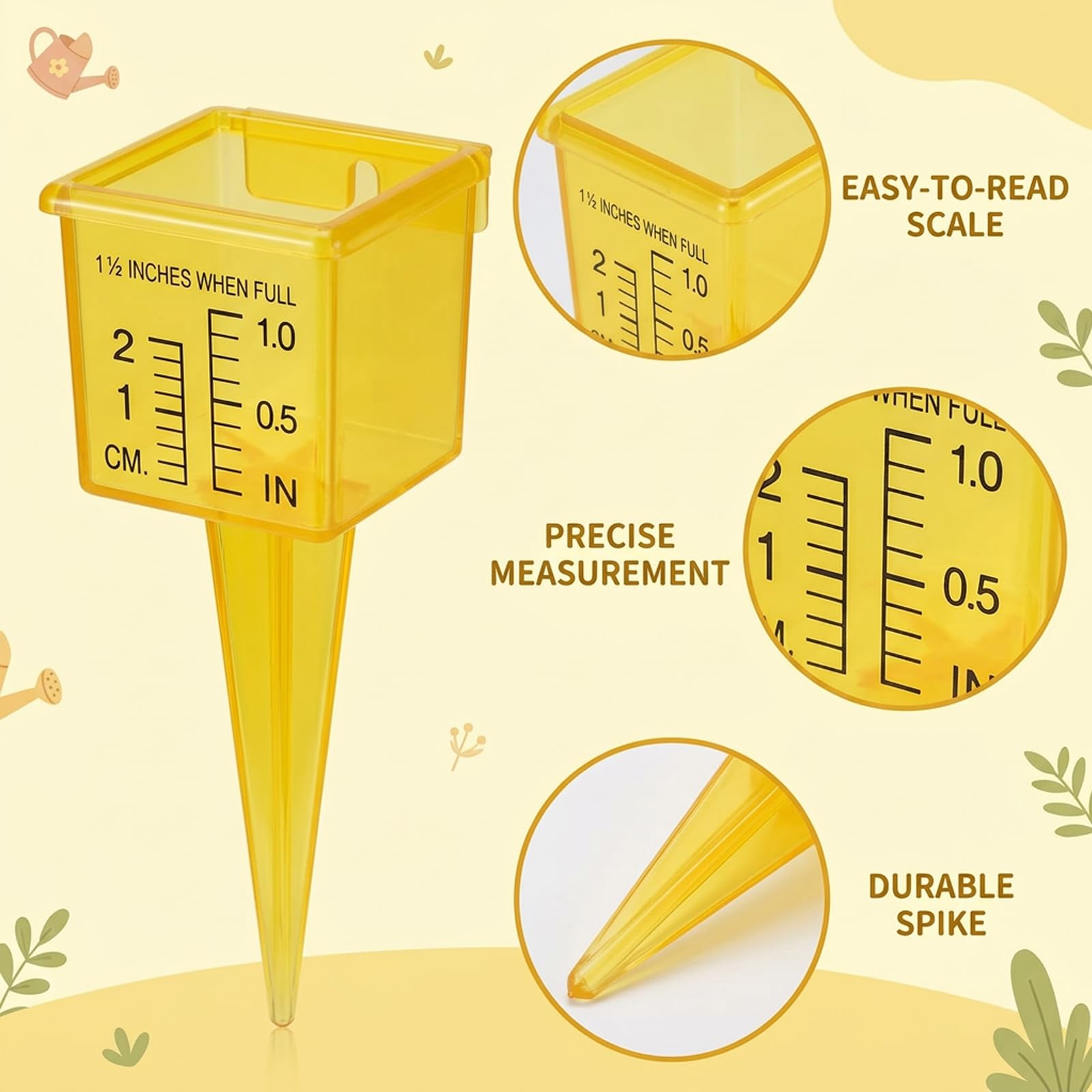 2 Piece Rain Gauge for The Garden Rainfall Measurement Tool, Outdoor Rain Catcher With Clear Scale - Image 3