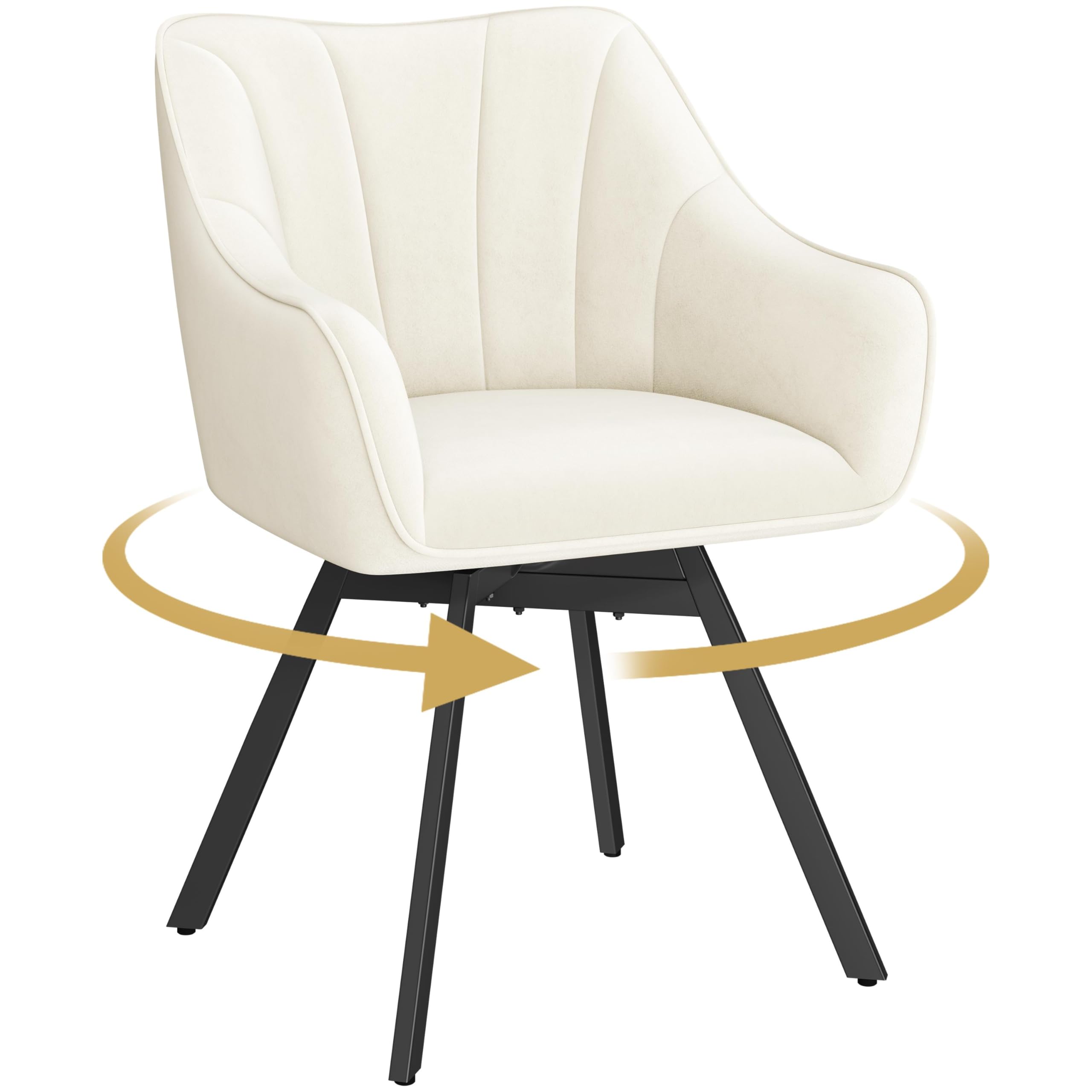 Yaheetech Swivel Dining Chair with Armrests and Backrest, Modern Velvet Side with Metal Legs and Rotating Seat,Kitchen Chair for Dining Room,Living Room,Bedroom,Office,Gray — view 9