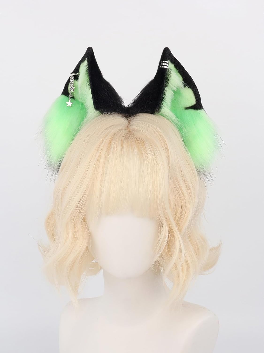 QinRuan Cat Ear HairBand Faux Fur Animal Ears Metal Chain Punk Dark Cosplay Custume Gothic Style Headwear - Image 2