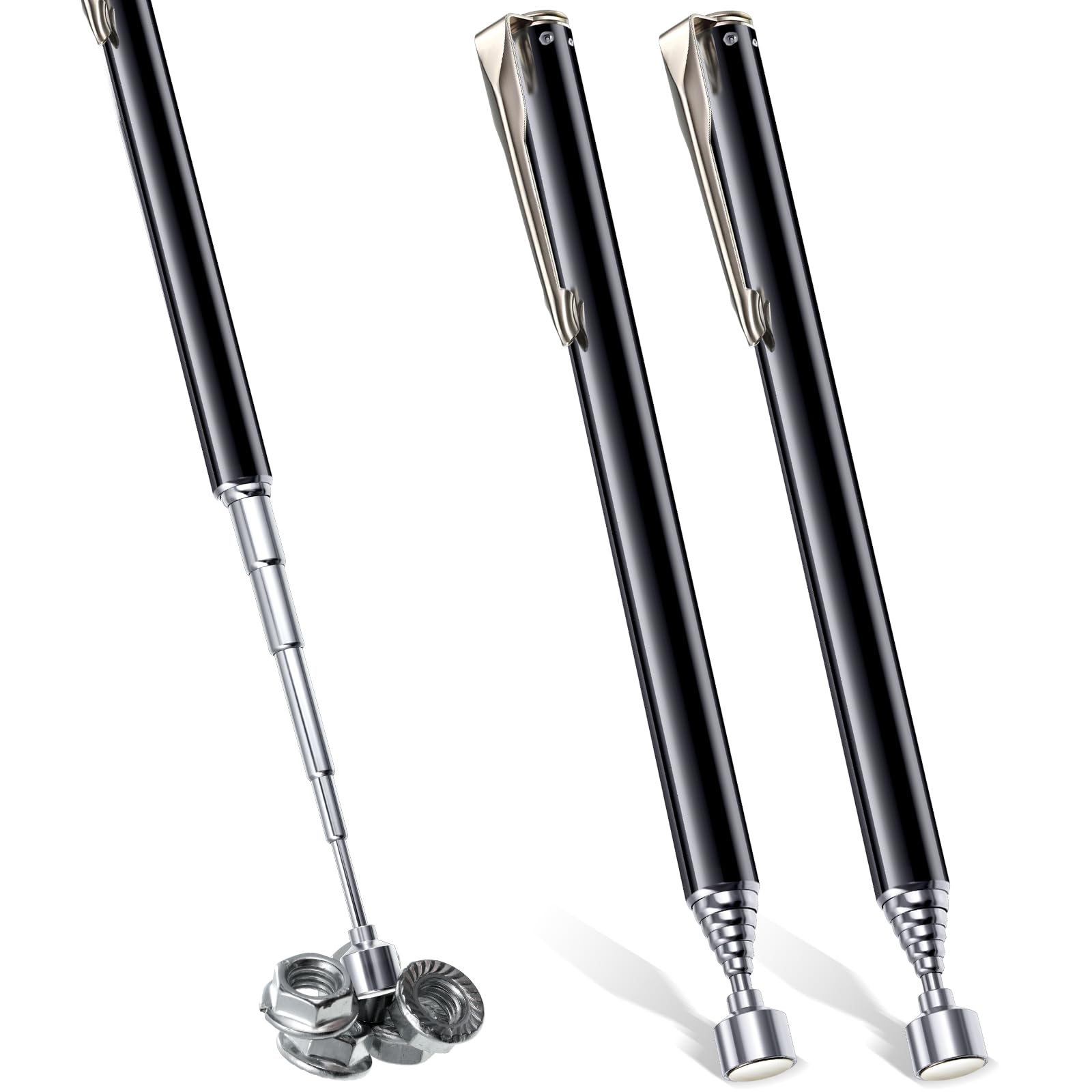 Patelai 2 Pieces Telescoping Magnetic Pick up Tool, 25 Inch,Black