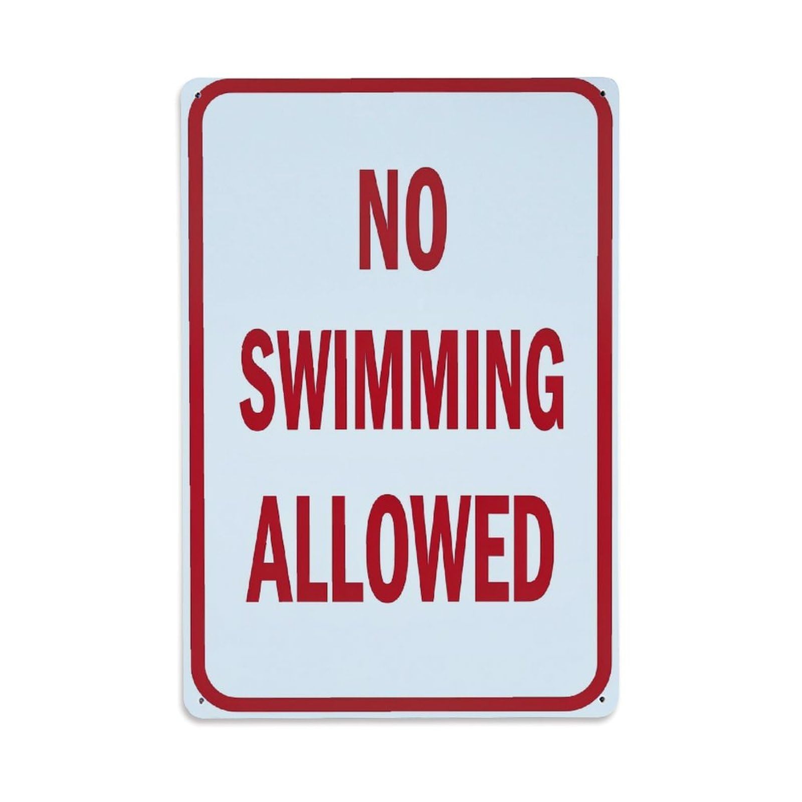 Jdyaojiesheng Vintage No Swimming Allowed Sign Red Tin Sign Retro Metal Wall Decor Metal Poster, Home Bar Garage Farmhouse Cafe Wall Art Decoration 8X12inches