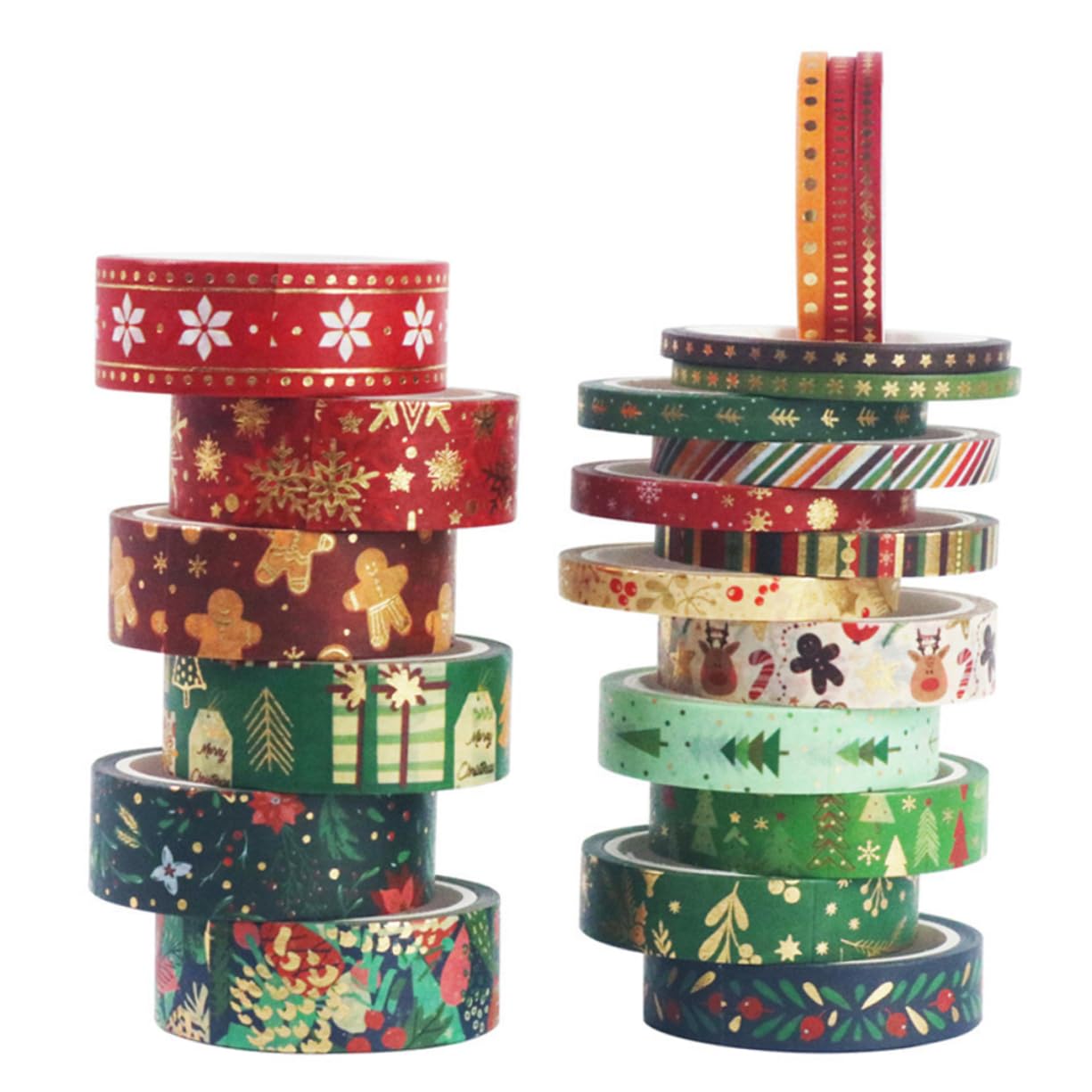 TEHAUX 63rollos Cintas De Washi para Navidad De Tapes Japonesas De Adhesivo Diseño De Cartón para Manualidades y para Decoración De y