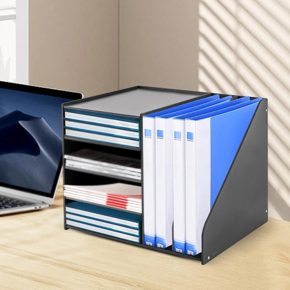 Titolare del file Organizzatore portadocumenti a 4+2 livelli, raccoglitore for documenti in PVC, contiene file, libri, buste(Bianco)