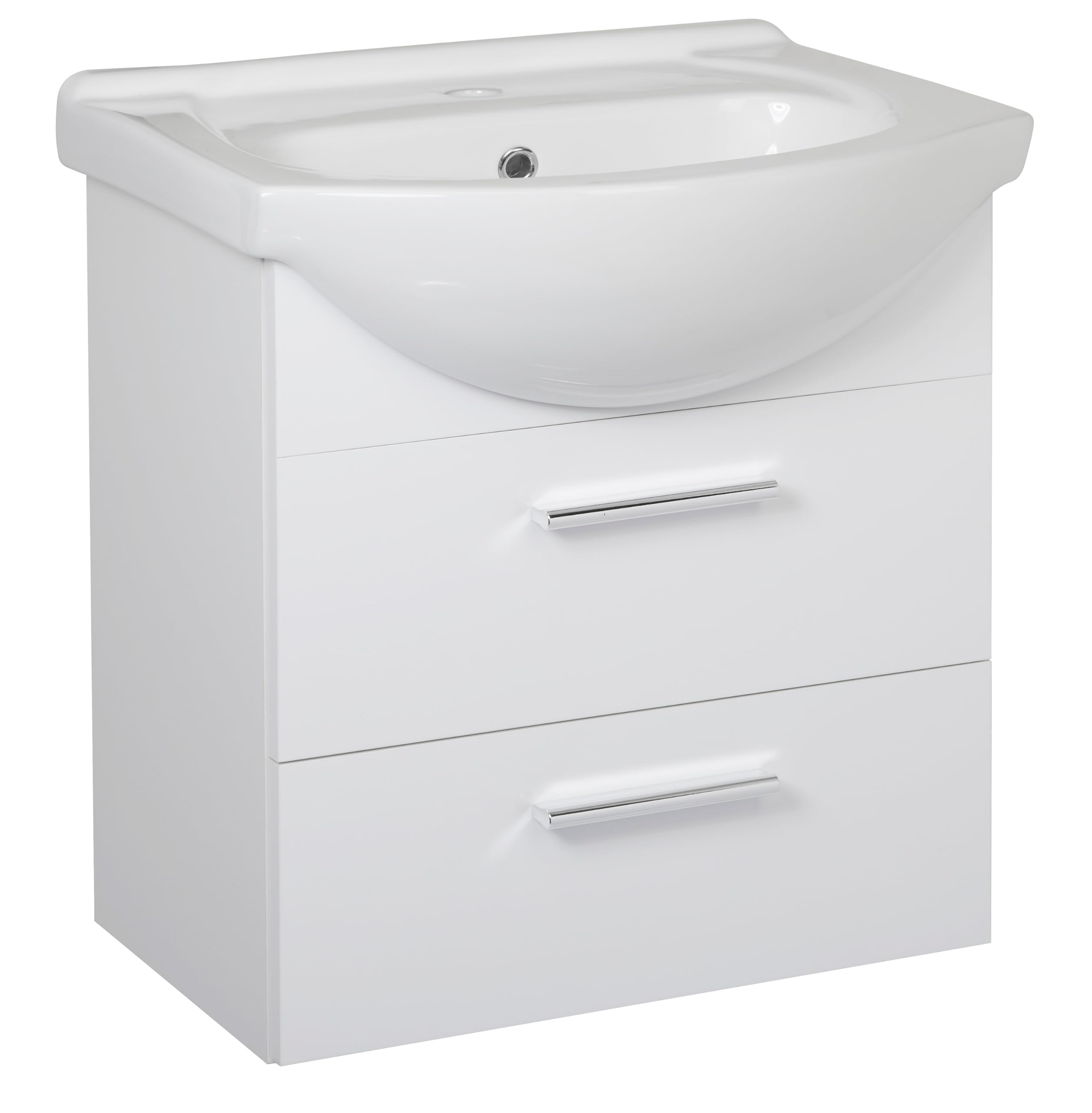 VBChome Set di mobili da bagno 50 x 53 x 43 cm con lavabo in ceramica e pensile con 2 cassetti - Compatto, funzionale ed elegante per piccoli bagni