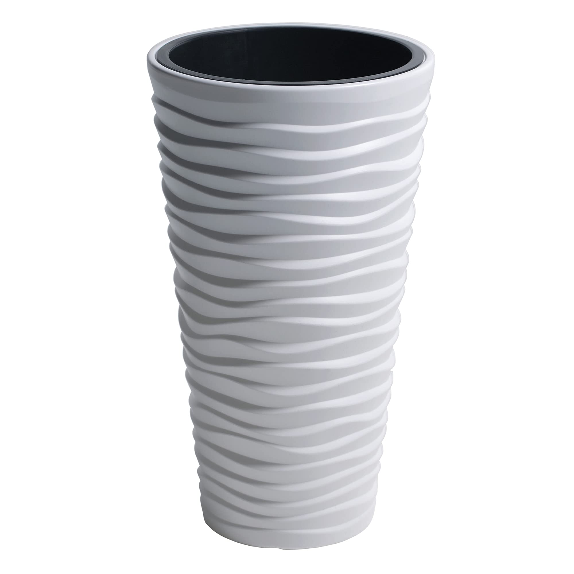 Urbnliving White New Large Side Tall Sand Effect Flower Plant Pot Indoor Outdoor Garden Patio Planters (, 1)