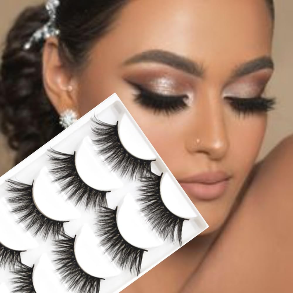 Reusable 3D Eyelashes Handmade Fake Eyelashe Extensions Lightweight Natural Lashes Faux Eyelashes Easy to Wear 5 Pairs In 1 Box (8002)