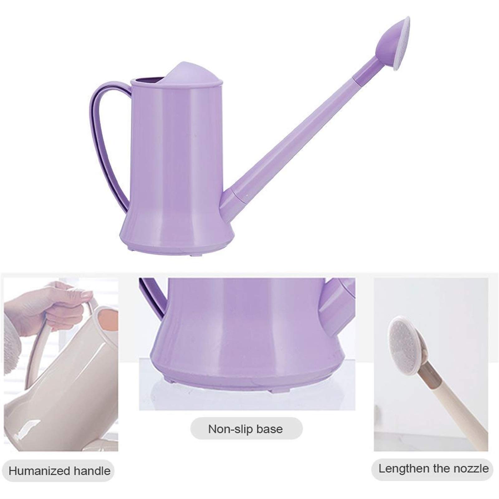Esta regadera de Exterior, regadera de plástico de 2 litros para jardinería, aspersor de riego doméstico con Boquilla Larga Grande, Maceta de riego Retro (Beige)