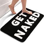 QJHOMO Get Naked Bath Mat Cute Bathroom Rugs Funny Non Slip Bathtub Decor Mats Super Absorbent Floor Carpet Machine Washable Bahtmat for Tub, Shower, Bedroom (16x24 inch)