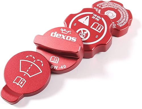 Miniatura 6 de 4 piezas de tapa de aceite de motor de aleación de aluminio decorativo para Chevrolet Corvette C7 2014-2019 Tapa de combustible de aceite de motor,