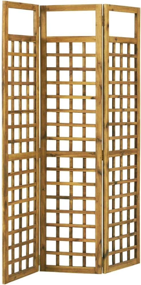 Tidyard 3-Panel Room Divider Trellis Folding Room Partition Solid Acacia Wood Privacy Screen for Home Outdoor 120x170 cm