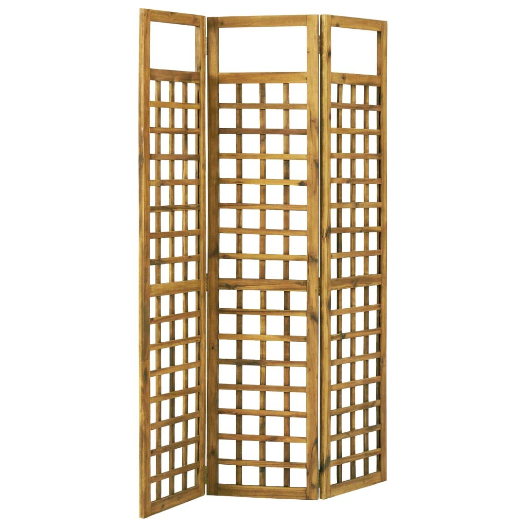 Tidyard 3-Panel Room Divider Trellis Folding Room Partition Solid Acacia Wood Privacy Screen for Home Outdoor 120x170 cm