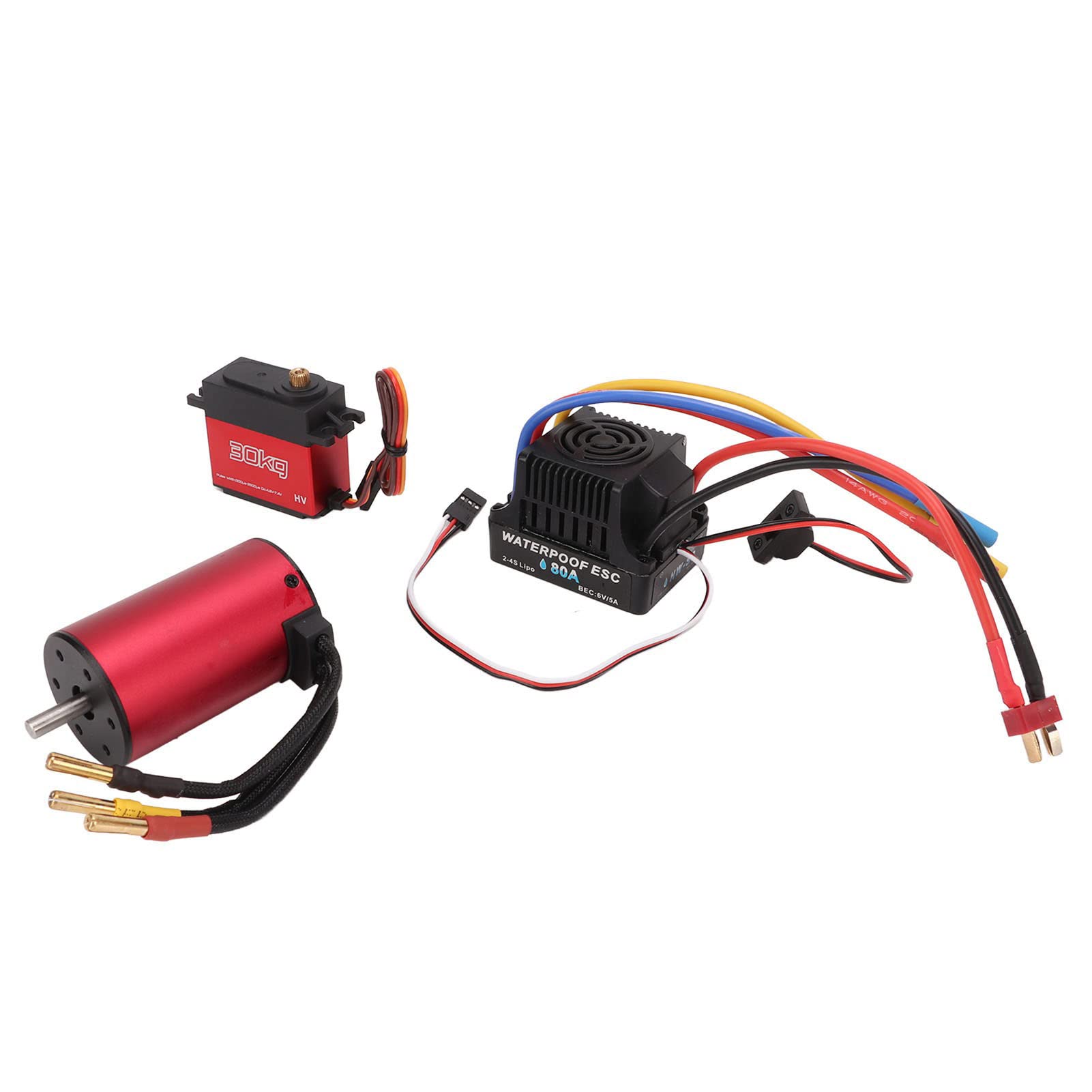 Zestaw bezszczotkowego silnika ESC 3300KV Bezszczotkowy silnik długa linia 80A ESC 30kg Zestaw serwo Combo dla 1/8 dla 1/10 RC Car