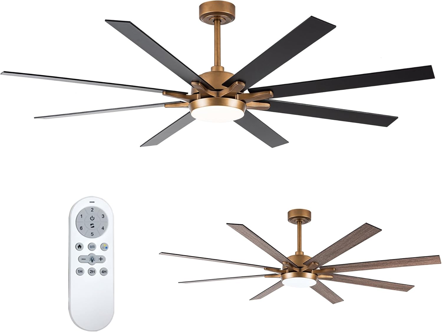 Parrot Uncle Ceiling Fans with Lights 65 Inch Large Ceiling Fan with LED Light and Remote Control Outdoor Ceiling Fans for Patios, Antique Gold, 1 Piece