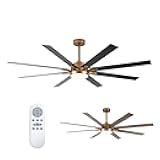 Parrot Uncle Ceiling Fans with Lights 65 Inch Large Ceiling Fan with LED Light and Remote Control Outdoor Ceiling Fans for Patios, Antique Gold, 1 Piece